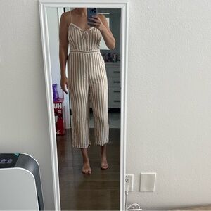Abercrombie & Fitch Beige and White Striped Jumpsuit